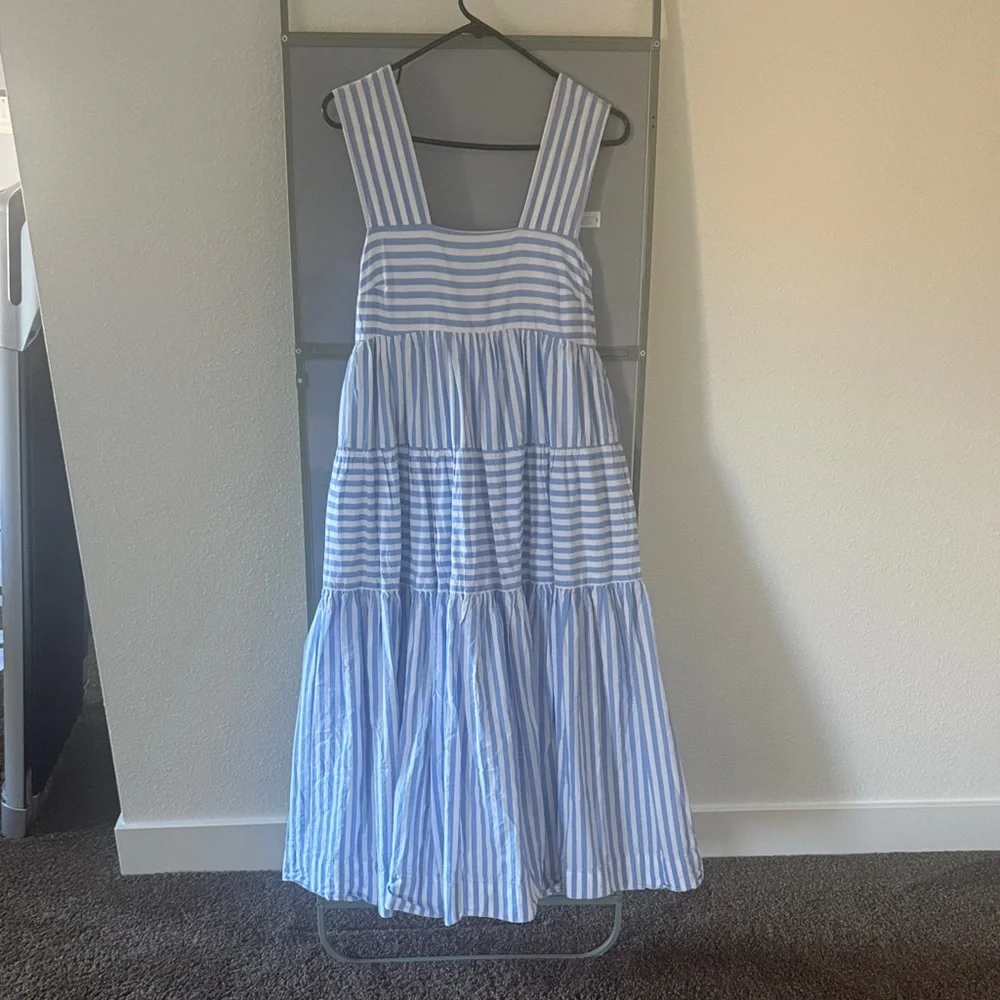 Anthropologie Blue and White Striped Midi Dress - Picture 2 of 2